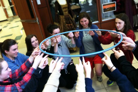 Spring Sports Captains do teambuilding exercises in the Chapel Foyer.